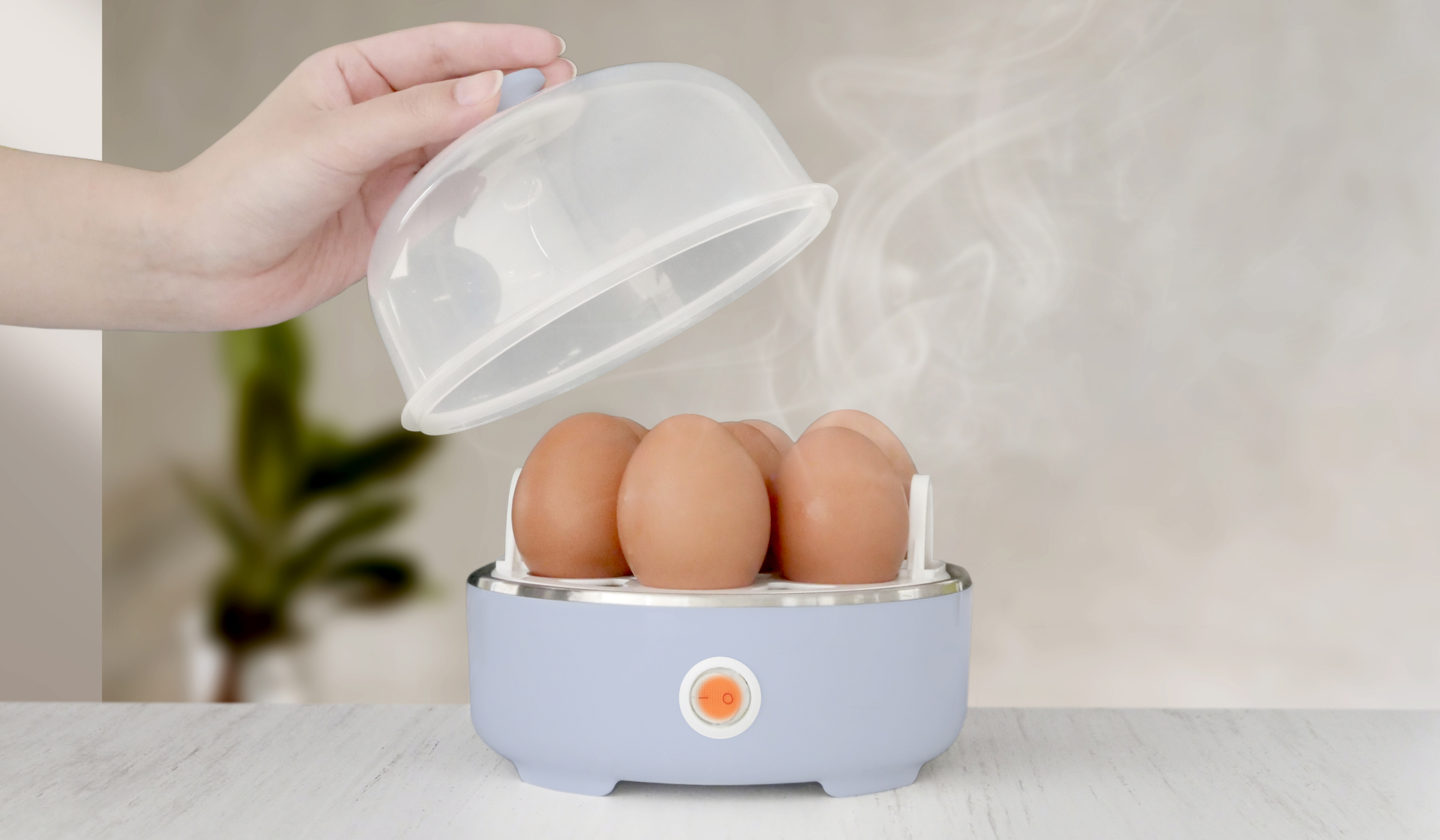 一度に6個ゆで卵が作れます